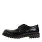 Dolce & Gabbana Black Leather Studded Men Formal Derby Shoes