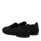 Dolce & Gabbana Black Brocade Loafers Slip On Men Dress Shoes
