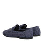 Dolce & Gabbana Blue Woven Leather Slip On Loafers Men Shoes