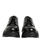 Dolce & Gabbana Black Leather Lace Up Derby Men Dress Shoes