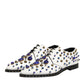 Dolce & Gabbana White Leather Crystals Embellished Dress Shoes