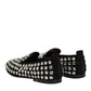 Dolce & Gabbana Black Suede Crystals Loafers Men Dress Shoes