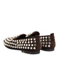 Dolce & Gabbana Bordeaux Suede Crystals Loafers Dress Shoes