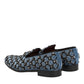 Dolce & Gabbana Blue Velvet Crystal Detailing Loafer Men Shoes