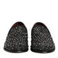 Dolce & Gabbana Black Suede Crystal Embellished Loafer Shoes