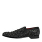 Dolce & Gabbana Black Suede Crystal Embellished Loafer Shoes