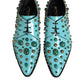 Dolce & Gabbana Turquoise Crystal Embellished Men Derby Shoes