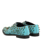Dolce & Gabbana Turquoise Crystal Embellished Men Derby Shoes