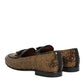 Dolce & Gabbana Gold Sequined Slip On Loafers Men Dress Shoes
