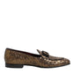 Dolce & Gabbana Gold Sequined Slip On Loafers Men Dress Shoes
