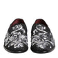 Dolce & Gabbana Black Silver Sequined Loafers Men Dress Shoes