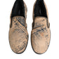 Dolce & Gabbana Beige Cotton Low Top Slip On Sneakers Shoes