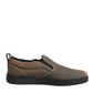 Dolce & Gabbana Brown Cotton Low Top Slip On Sneakers Shoes