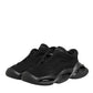 Dolce & Gabbana Black Lace Up Wave Low Top Men Sneaker Shoes