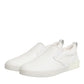 Dolce & Gabbana White Leather Low Top Slip On Sneakers Shoes