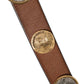 Dolce & Gabbana Brown Leather Gold Silver Coin Buckle Belt