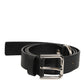 Dolce & Gabbana Black Leather Classic Metal Logo Buckle Belt