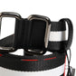 Dolce & Gabbana Black White Striped Logo Metal Buckle Belt