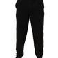Emporio Armani Black Cotton Blend Logo Waistband Trouser Pants
