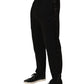 Emporio Armani Black Cotton Blend Logo Waistband Trouser Pants
