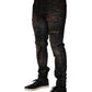 Dolce & Gabbana Black Cotton Skinny Tattered Men Denim Jeans