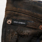 Dolce & Gabbana Black Cotton Skinny Tattered Men Denim Jeans