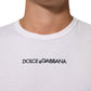 Dolce & Gabbana White Logo Print Cotton Crew Neck Men T-shirt