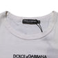 Dolce & Gabbana White Logo Print Cotton Crew Neck Men T-shirt