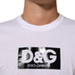Dolce & Gabbana White Logo Print Cotton Crew Neck T-shirt