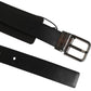 Dolce & Gabbana Black Leather Studded Silver-Tone Buckle Belt
