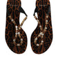 Dolce & Gabbana Black Crystals Flats Sandals Beachwear Shoes