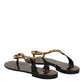 Dolce & Gabbana Black Crystals Flats Sandals Beachwear Shoes