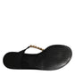 Dolce & Gabbana Black Crystals Flats Sandals Beachwear Shoes