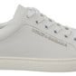 Dolce & Gabbana White Suede Leather Low Top Sneakers Shoes