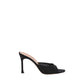 Amina Muaddi Black Nylon Stiletto Heel Sandals