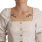 PINKO White Square Neck Button Down Crop Blouse