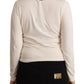 Liu Jo White Viscose Long Sleeves Fur Shearling Blouse