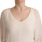 Patrizia Pepe Off White Silk Long Sleeves Deep Vneck Top