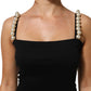 Dolce & Gabbana Black Faux Pearl Cotton Sheath Mini Dress