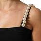 Dolce & Gabbana Black Faux Pearl Cotton Sheath Mini Dress