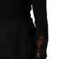 Dolce & Gabbana Black Floral Lace Trim Sheath A-line Dress