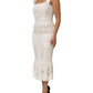 Dolce & Gabbana White Floral Lace Sleeveless Midi Dress