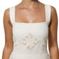 Dolce & Gabbana White Floral Lace Sleeveless Midi Dress