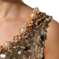 Dolce & Gabbana Gold Sequined Nylon A-line Sheath Mini Dress
