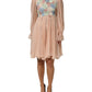 Dolce & Gabbana Pink Floral Embroidery Pleated A-line Dress
