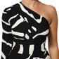 Dolce & Gabbana Black White One Shoulder High Slit Mini Dress