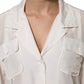 Dolce & Gabbana Off White Silk Button Down Polo Shirt Top