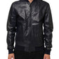 Dolce & Gabbana Blue Leather Full Zip Biker Blouson Jacket