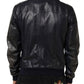 Dolce & Gabbana Blue Leather Full Zip Biker Blouson Jacket