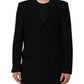 Dolce & Gabbana Black Wool Buttoned Men Trench Coat Jacket